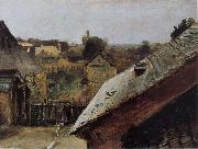 Carl Blechen, View of Roofs and Gardens